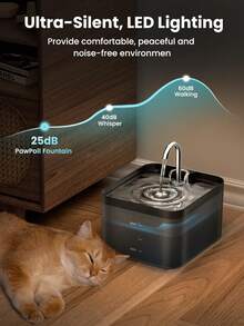 2.2L Large Capacity Cat Water Fountain, Smart Pet Water Dispenser, Ultra Quiet, Easy To Clean, Also Suitable For Dogs, With LED Light And Activated Carbon Filter, Two Water Flow Modes (Adapter Not Included) - 2.2L - View 5