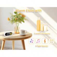 Đồng hồ báo thức kỹ thuật số màu trắng đơn giản, hiển thị rõ ràng thời gian, nhiệt độ và ngày tháng, hiển thị giây có thể tùy chỉnh, thiết kế tối giản và thời trang cho phòng ngủ và văn phòng. - trắng - Xem 4