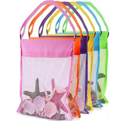 1 Túi Tote đi biển lưới màu sắc tươi sáng (Kích thước: Dài 22cm x Rộng 25cm) - Nhẹ, Dây đeo vai có thể điều chỉnh, Thiết kế gấp gọn, Thích hợp cho các hoạt động ngoài trời, dã ngoại và sưu tầm vỏ sò, Vật dụng cần thiết cho bãi biển | Túi Tote màu sắc tươi sáng | Tay cầm, Túi Tote đi biển, Thích hợp cho cả bé trai và bé gái, Có thể dùng làm phụ kiện cho các bữa tiệc bơi lội trên bãi biển, Quà tặng cho bạn bè, Phụ nữ, Vật dụng cần thiết khi đi du lịch