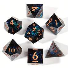 7pcs Resin Dice Set, Resin Dice With Floral Decor - Galaxy Glitter Sharp Edges, Suitable For Role-Playing Games And RPGs, Ideal Birthday Or Christmas Gift For Teens 14+ Years Old - Multicolor - View 7