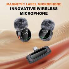 Professional Wireless Lavalier Microphone, Plug And Play, Equipped With Innovative Active Intelligent Noise Cancellation - Suitable For Smartphones, Computers, Cameras - Perfect For Content Creation, Live Streaming, Podcasts And Other Applications, Lavalier Microphone, Compatible With IPad Type-C Interface (Multiple Port Options Available) - View 2