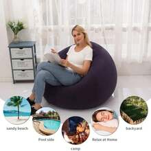 Sillones Inflables Grandes y Cómodos, Sillón Reclinable de PVC, Sofás Tipo Puf, Puf, Sofá Tatami, Suministros para Sala de Estar, Camping al Aire Libre - Azul - Ver 5