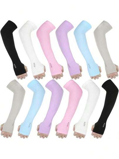 1 Pair Ice Silk Sun Protection Arm Covers Unisex Elbow Cover Outdoor Cycling Running Fishing Driving Cool Anti-UV Arm Sleeves