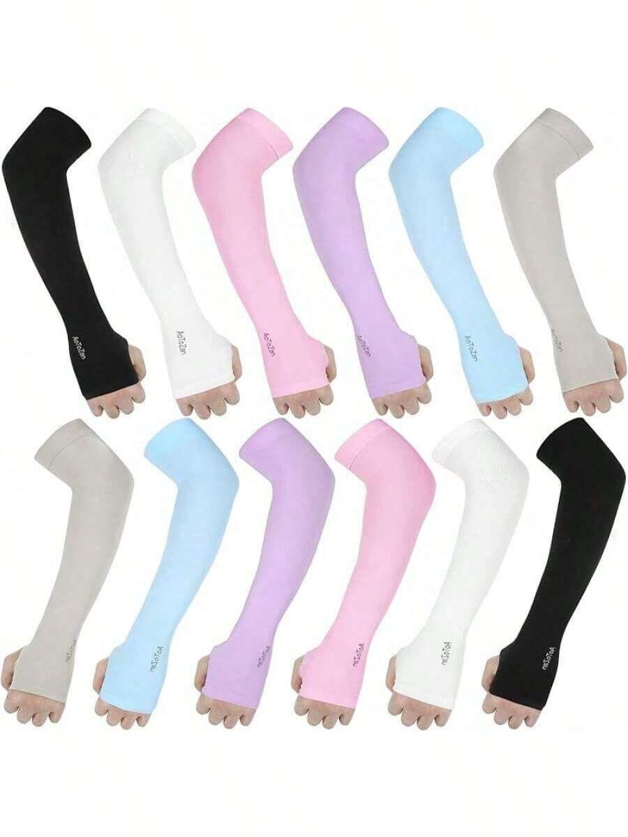 1双冰丝防晒臂套 男女通用肘套 户外骑行跑步钓鱼驾驶清凉防紫外线臂套