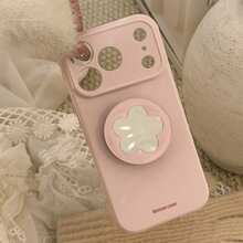 粉色極簡鏡面支架手機殼 GUCADI 花卉鏡面支架手機殼，相容於 Apple 17、15 軟殼，適用於 16 Pro Max、12、13，高品質，春季女孩風，創意，幾何，藝術，極簡，清新，小眾，Ins 風格復活節禮物 - 芭樂粉 - 查看 4