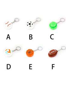 1pc Sports Ball Pattern Keyboard Stress Relief Toy, Round Click Button Fidget Keychain, Stress Relief, Creative Fidget Ball Toy. Can Be Used As Keychain, Car Keychain, Bag Pendant, Keychain Accessory. Features Sports-Themed Keyboard Button Design, Adult Finger Keychain, Finger-Press Type Keychain, With Entertainment And Relaxation Functions. Ideal As Sports Activity Gift, Party Gift And Unique Gift. - Button Decompression Ball - View 5