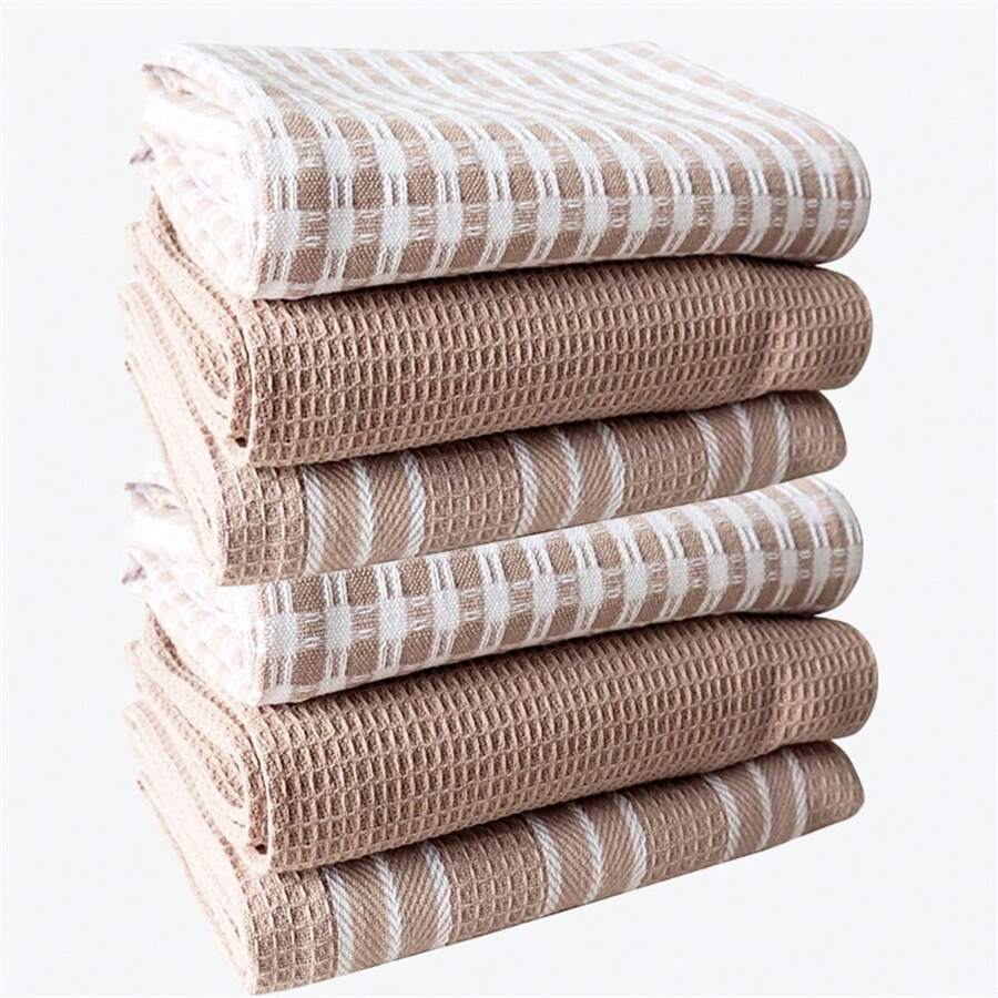 Bộ 6/3 khăn lau bếp cỡ lớn - Khăn lau mềm mại, thấm hút tốt, dệt kiểu waffle, màu xanh lá cây, xanh navy và kẻ sọc - Chất liệu microfiber, thích hợp cho nấu nướng, làm bánh và dùng trong giờ uống trà - Dễ dàng làm sạch và khô, chỉ giặt tay, khăn lau bếp. - 45*65cm - Xem 1