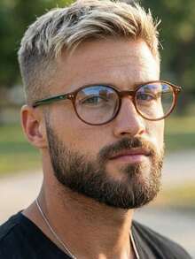 1 Pair Men's Oval Plastic Brown Casual/Commute, Daily Fashion Retro Non-Prescription Glasses, Computer Glasses Blocking Blue Light - Multicolor - View 8