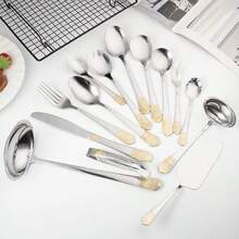 72pcs Stainless Steel Cutlery Set, 84pcs Gold-Plated Cutlery Set - Burgundy - View 4