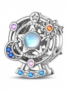 1 Mặt dây chuyền hình thiên thể bằng bạc Sterling 925, hình mặt trăng, sao, bướm, kính thiên văn ma thuật, mặt dây chuyền đính đá Zirconia xanh dương, phù hợp với vòng tay kiểu Châu Âu, quà tặng tự làm trang sức. - Nhiều màu - Xem 18