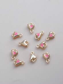 10/20/50/100pcs Alloy Round & Square Clover Enamel Double-Layer Double-Pendant Bracelet Necklace Earring DIY Jewelry Accessories - Heart-shaped - View 4