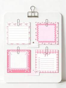 粉色蝴蝶结便签纸 可爱蝴蝶结便签本 趣味笔记本便签纸 冰箱贴 女孩文具 学校及办公用品 - 彩色 - 查看 2