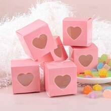 Hộp quà Kraft màu đen, kích thước 2x2x2 inch, có cửa sổ hình trái tim bằng nhựa trong suốt, thích hợp đựng bánh ngọt, kẹo, bánh quy và món tráng miệng. - 5*5*5cm - Xem 3