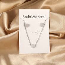 3pcs Vacuum Electroplating Stainless Steel Heart Shaped Necklace + Earrings Set, Unique Heart Design Jewelry Set For Women, Birthday Gift, Anniversary Gift, Fashion Lover - Heart Shaped Set - View 6