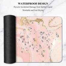Alfombrilla de mouse extendida para juegos 31.5 x 30.0 cm base grande de goma antideslizante alfombrilla para teclado y mouse para el trabajo juego oficina mármol rosa oro rosa - Mrmol oro rosa - Ver 4