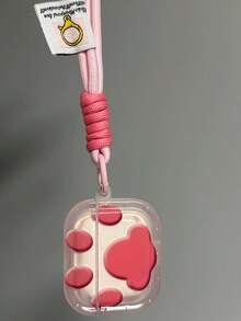 1pc Cat Paw Minimalist Lanyard Earphone Case Suitable For AirPods 1/2, 4, Apple Wireless Bluetooth Earphones, Pro 2, 3 Protective Case (Earphones Not Included) - Pink - View 3