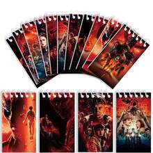 5本《怪奇物语》红色螺旋笔记本，学生便携笔记本，学习用品，返校派对礼物，款式随机 - 彩色 - 查看 2