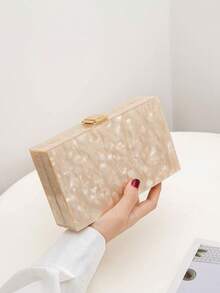 Mini Acrylic Striped Patchwork Bag - Apricot - View 11