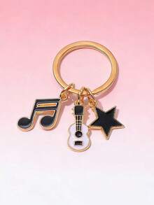 1pc Fashionable Hip-Hop, Music, Guitar, Keyboard, Microphone, Star Keychain, Keychain Pendant, Unique Versatile Bag Pendant, Exquisite School Bag Pendant, Music Lover's Souvenir, Suitable For Friends And Classmates As A Gift - Multicolor - View 9