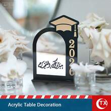 TX 1pc 2026 Acrylic Graduation Party Decor Sign, Modern Minimalist Graduation Theme Money Box Sign, Arabic Style Blessing Gift Card Red Packet Box Desktop Decor With "2026" Text And Graduation Cap, Diploma Pattern, Suitable For Graduation Celebration, Home Decor, Office Desk, Graduation Gift - Multicolor - View 12