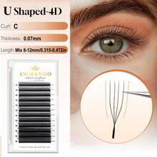 CoMango 12 Rows C Curl Curly 3D/4D/5D Eyelash Extensions, New U/W Shaped Velvet Silk Lashes, Narrow Angle Pre-Made Lash Clusters, Lightweight & Fluffy Mink Fur Lash Effect - C - Xem 44