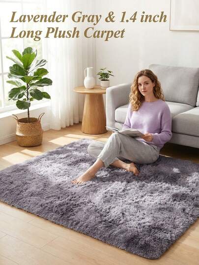 1pc Red 1.4inch Ultra Soft Shaggy Rug, 550g/㎡ Thick Plush Carpet With 0.24inch Memory Foam, Non-Slip Fluffy Area Rug For Living Room Bedroom