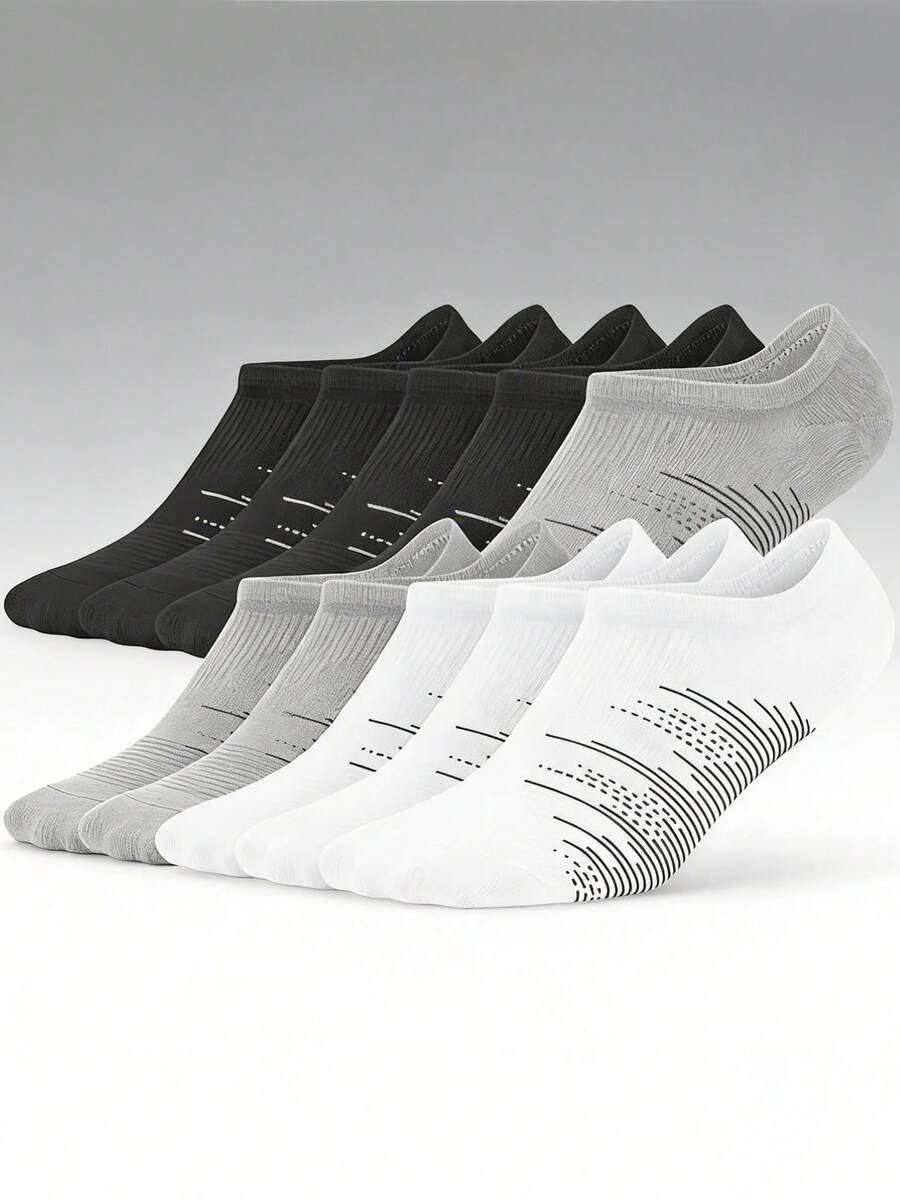 1/3/6 双装男士夏季透气吸湿跑步运动短袜 - 彩色 - 查看 1