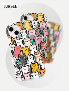 JURSUE 猫咪可爱时尚卡通趣味防震软壳手机壳，兼容 17/16/15/14/13/12/11 Pro Max/SE/2020/X/XR/XS/IP8/7 Plus N1015 - 白色 - 查看 5