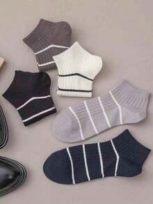 5双装男士薄条纹透气吸汗短袜，春夏款 - 彩色 - 查看 8