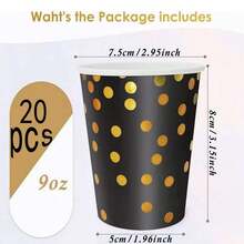 20/40pcs Macaron Black Baking Cups, Gold Polka Dot, Large Capacity Thick Anti-Oil Heat-Resistant Cake Liners, Suitable For Home Baking, Party, Wedding, Dessert Table, Graduation, Durable & Elegant - Black - View 7