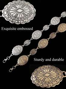 1pc Retro Chic Personalized Metal Floral Pattern Waist Chain, Bohemian Style Versatile Waist Belt/Skirt Chain/Pants Chain, Suitable For Women's Daily And Party Wear - Multicolor - View 5