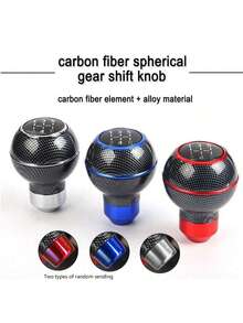 1pc Universal Leather 5-Speed Shift Knob, Racing Aluminum Manual Transmission Gear Shift Lever, Car Accessories - A - View 2