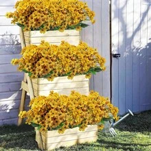 12/6/1pc Artificial Flowers, Suitable For Outdoor Use, Yellow Artificial Flowers, Suitable For Room Decoration, Spring Decoration, Artificial Flower Garden Centerpiece, Home Vase Decoration, Dining Room, Bedroom, Outdoor Garden Flower Arrangement, Photography Prop, Windowsill Flower Arrangement, Mother's Day, Room Decoration - Multicolor - View 5