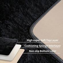 eluckya Plush And Thick Long-Pile Carpet, Super Soft And Comfortable Rug, Non-Slip Thick Pile Carpet, Suitable For Bedrooms, Living Rooms, Bathrooms, Dorm Rooms, Room Decor, Kitchen Essentials, Family Gatherings, Valentine's Day, Birthday Parties, Home Decor, Bedroom Decor. - 黑色 - 查看 6