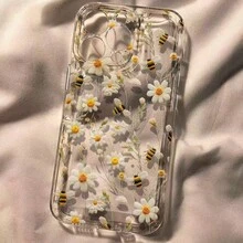 1pc Cute Bee & Flower Pattern Phone Case Compatible With Apple 17/17 Pro Max/16 15 Pro Max 14 Plus 13 12 11 XS XR X 7 And Series S21/S22/S23/S24/S25/A71/A51/A55, Full Coverage Fashion Design, Elegant, Precise Cutouts - Multicolor - View 1