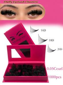 1000 piezas de extensiones de pestañas con abanico premontado, 16D-18D-20D, rizo C, natural y volumen, grosor de 0,05 mm, longitud mixta de 8-15 mm, abanicos sueltos, fácil de transportar, natural y suave, para fiestas y viajes - C - Ver 2