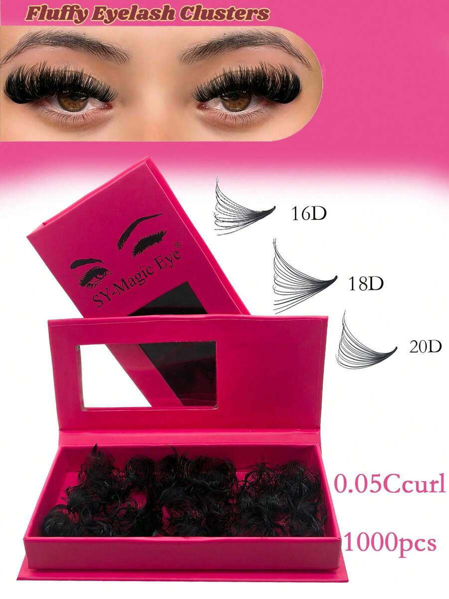 1000 piezas de extensiones de pestañas con abanico premontado, 16D-18D-20D, rizo C, natural y volumen, grosor de 0,05 mm, longitud mixta de 8-15 mm, abanicos sueltos, fácil de transportar, natural y suave, para fiestas y viajes