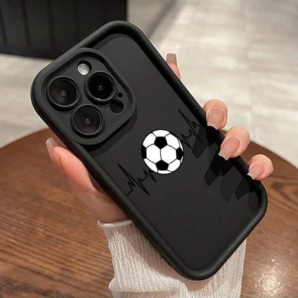 Soccer 1pc Dopamine Stair Photo Frame, 2D Football Pattern Phone Case Compatible With Apple 12/13 Pro Max, Full-Body Shockproof Protective Cover, Minimalist Design, Cute Cartoon Style, Perfectly Protects Your Phone, Suitable For Honor X7/Galaxy A56 5G/ Smart 8/ Hot 40i/Transsion Spark 20/Transsion Spark 20C/Transsion Spark Go 2024/ Note 14 5G/ Moto E22/E22i/ A54