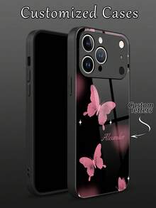 1pc Customized Name & Sweet Punk Black/Pink Pattern Liquid TPU Full-Wrap + Tempered Glass Shockproof Anti-Scratch Phone Case Compatible With Apple 17 Pro Max/16 Pro Max/15 Pro/14 Plus/13 Pro/12 Pro Max/11/Xs Max/8/7/6 Plus, Galaxy S26/S25 Ultra/S24 Ultra Series, / Phones,International Version, Not The Domestic Version - Black - View 6