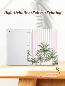 1pc Coconut Tree Striped Pattern Tablet Protective Case, Compatible With IPad 10.2" 10th/ (A16) 11" 11th 2025, Pro 11" 2021/2020, Galaxy Tab A8 10.5" 2022, Matepad 10.4/Tab, With Pencil Slot, Anti-Drop, Tablet Stand Protective Cover, Support Auto Sleep/Wake - Multicolor - View 4