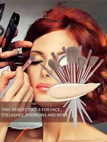 柔软蓬松的专业化妆刷套装，包含粉底刷、散粉刷、眼影刷，附赠化妆包和化妆海绵，适合化妆新手，随机棕色系 - 彩色 - 查看 4