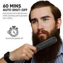 迷你直发梳，男士直发器 - 防止烫伤胡须，男女通用，温度可调，节日礼物 - 黑色 - 查看 4