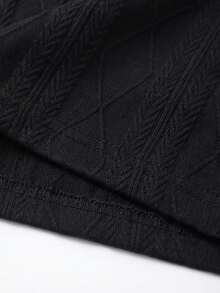 Old Money 男士 Polo 衫，黑色纹理条纹短袖衬衫 - 黑色 - 查看 4