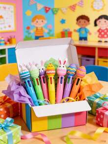 Easter-Themed Multi-Functional Ballpoint Pen - 4-In-1 Multi-Color Pen, Equipped With A Decorative Cap, Lightweight And Portable, Smooth Writing, Suitable For Schools, Offices, Party Gifts, Small And Portable, Suitable For Putting In A Pocket. - Multicolor - View 4