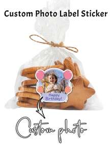 40pcs/80pcs/120pcs Kid Personalised Photo Stickers Labels,Photo Labels, Birthday Party Stickers,Custom Portrait Sticker - Chocolate Brown - View 3