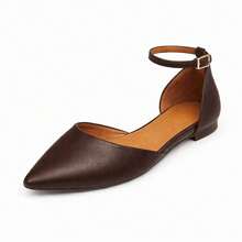 Salome Flat Shoe With Pointed Toe, Comfortable And Fashionable - Coffee Brown - View 2