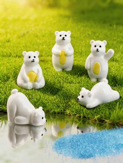 15个发光北极熊3D装饰品，迷你景观装饰夜灯，DIY树脂吊坠配件，桌面和汽车装饰，蛋糕装饰，背包挂饰，款式随机