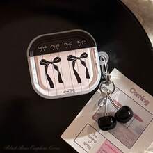 蝴蝶印花耳机套，樱桃吊坠耳机保护套，IMD耳机保护壳，适用于 1/2/3/4/Pro - 黑色 - 查看 2