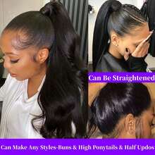 ZHENDEFA 波浪卷隐形绑带360°蕾丝前假发，真人发，女士专用，360°高清透明蕾丝前假发，波浪卷，预先拔毛，带婴儿发 - SNatural - 查看 6