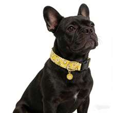 Paisley Pattern Dog Collar With Floral Pendant, Adjustable Soft Cute Sweet Dogwood Print Pet Collar, Suitable For Small/Medium/Large Dogs - Yellow - View 7